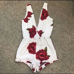 White Floral Romper